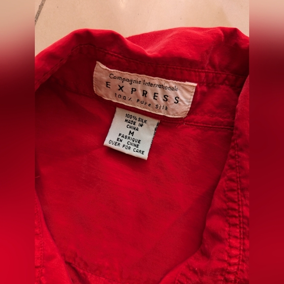 EXPRESS Compagnie Internationale  Shirt  Sleeve button-down Shirt 100% Silk M - Picture 4 of 14